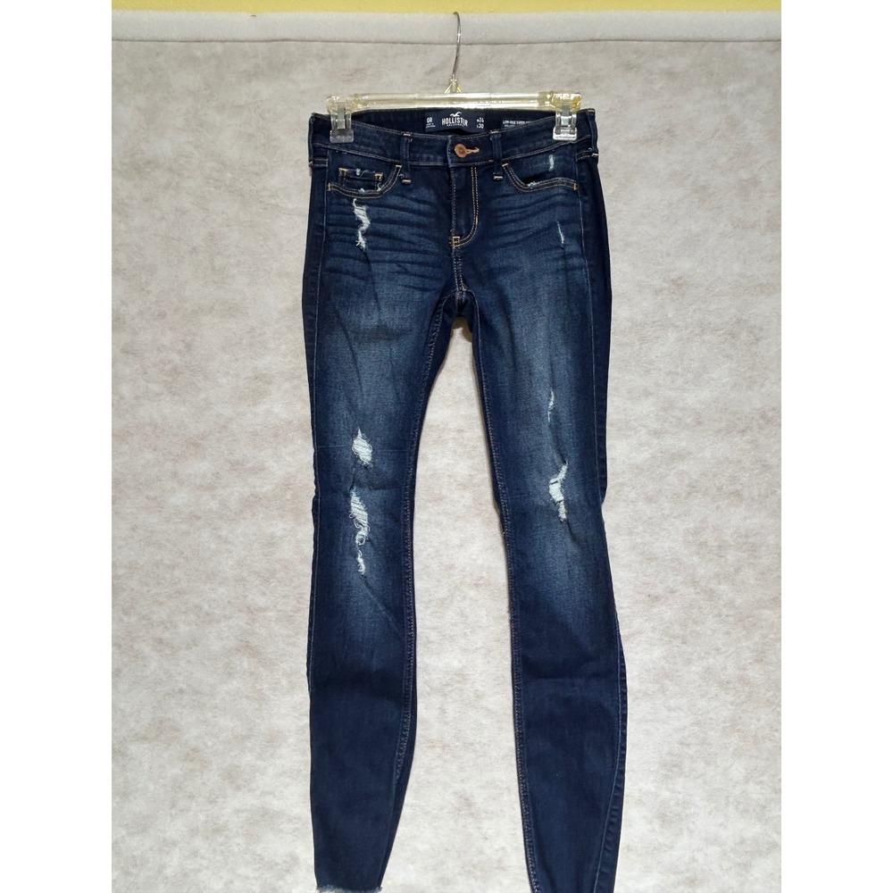 Hollister Low-Rise Super‎ Skinny Distressed Dark Wash Jeans W24 L30 Size 0R 277